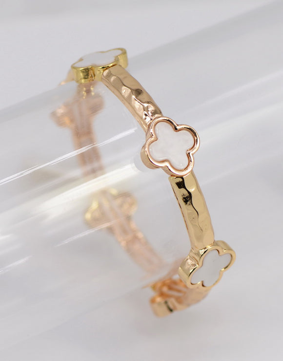 GOLD WHITE QUATREFOIL BRACELET ( 2649 GLWHT )