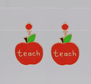 SCHOOL APPLE TEACH EARRINGS ( 4396 GLRED )