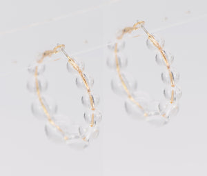 GOLD CLEAR HOOP EARRINGS ( 4541 GLCLR )