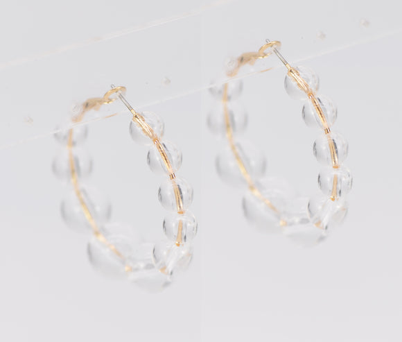 GOLD CLEAR HOOP EARRINGS ( 4541 GLCLR )