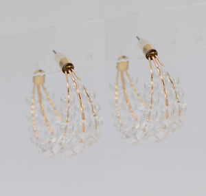 GOLD CLEAR BALL HOOP EARRINGS ( 4952 GLCLR )