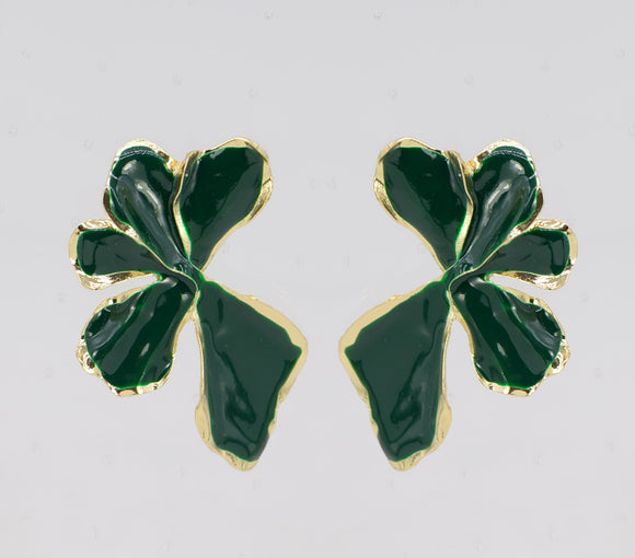 GREEN FLOWER EARRINGS ( 5204 GLHGH )