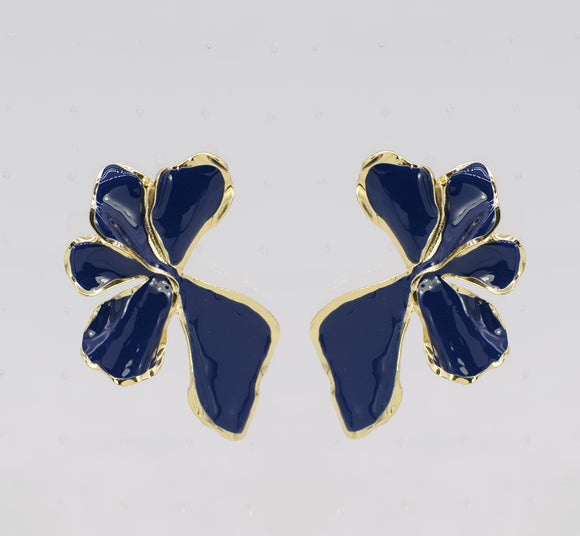 NAVY BLUE FLOWER EARRINGS ( 5204 GLNVY )