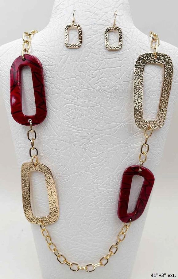 GOLD RED NECKLACE SET ( 4969 GRD )