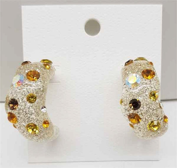 Clear Acrylic Earrings Topaz Stones ( 40226 GDTOP )