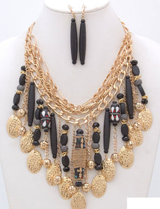 GOLD BLACK NECKLACE SET ( 2903 GPBK )