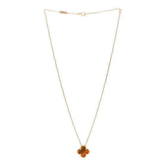GOLD QUATREFOIL NECKLACE TIGERSEYE ( 5040 8 )