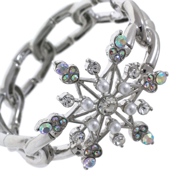 SILVER SNOWFLAKE STRETCH BRACELET ( 82116 XABS )