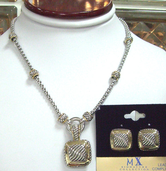 SILVER GOLD NECKLACE SET ( 8347 NK )