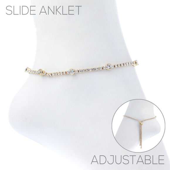 GOLD ANKLET CLEAR STONES ( 83518 ACRG )