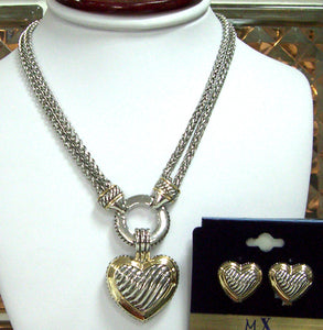 14K GOLD PLATED HEART NECKLACE SET ( 8351 NK )