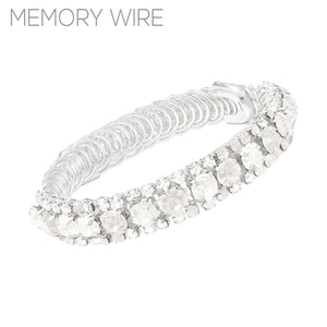 SILVER Clear Rhinestone Round Pattern Adjustable Cuff Bracelet ( 83531 CRS )