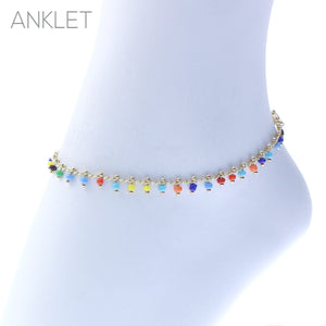 GOLD ANKLET MULTI COLOR STONES ( 83539 AMUG )