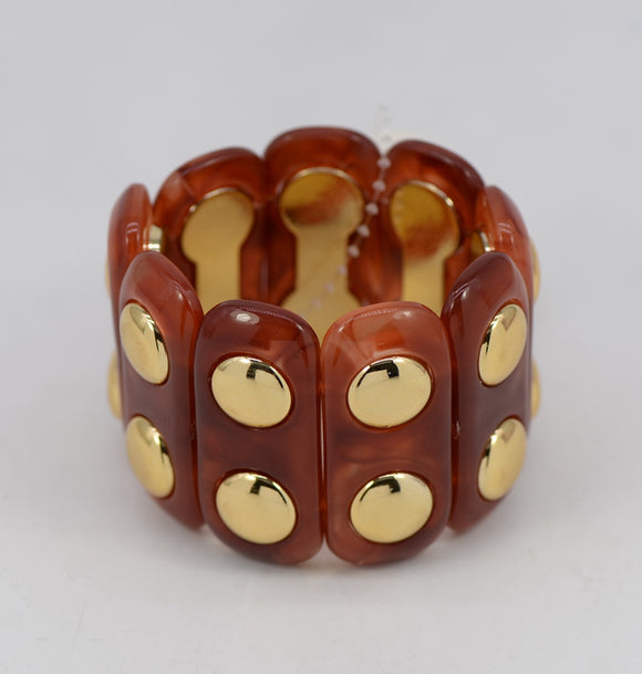 GOLD BROWN RESIN STRETCH BRACELET ( 1474 GLBRN )