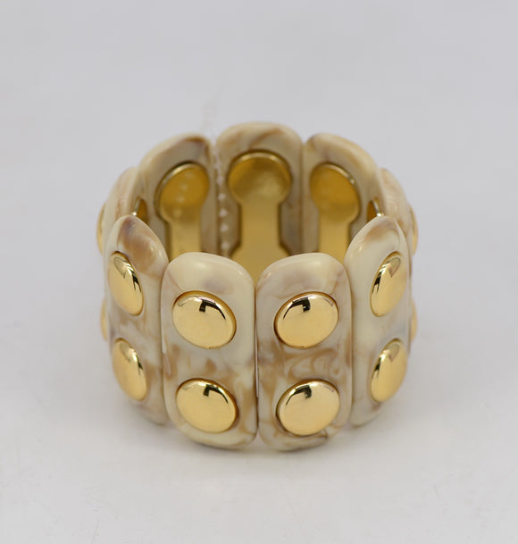 GOLD NATURAL BROWN RESIN STRETCH BRACELET ( 1474 GLNTL )