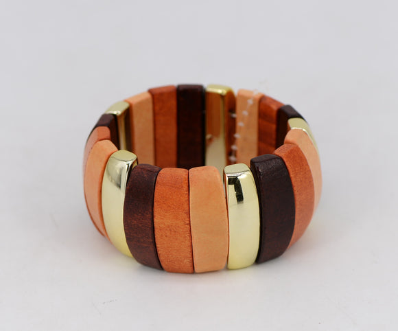 GOLD MULTICOLOR WOOD STRETCH BRACELET ( 1480 GLMLT )