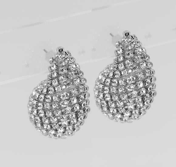 Silver Clear RHINESTONE DROP EARRINGS ( 2248 SLCRY )