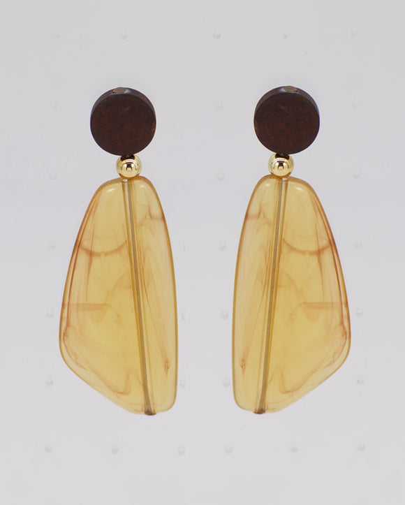 BROWN DANGLING RESIN EARRINGS ( 2566 BRN )