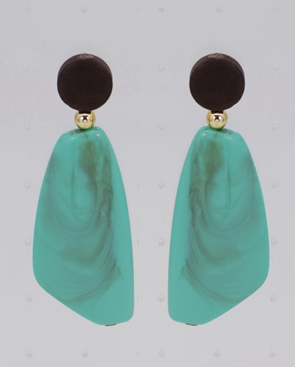 TURQUOISE DANGLING RESIN EARRINGS ( 2566 TQS )
