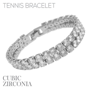 SILVER TENNIS BRACELET CLEAR CZ STONES ( 84292 CRR )
