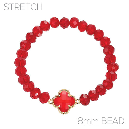 RED STRETCH BRACELET QUATREFOIL ( 84452 SIG )
