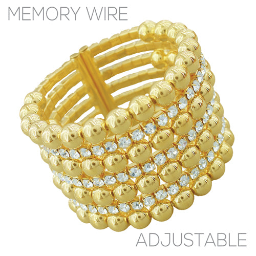 GOLD BALL BRACELET CLEAR STONES ( 84509 CRG )