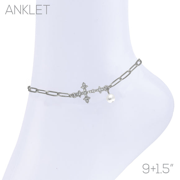 SILVER ANKLET CROSS ( 84521 AWHR )