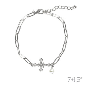 SILVER CROSS BRACELET ( 84522 WHR )