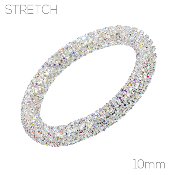 RHINESTONE STRETCH BANGLE SILVER AB ( 84562 ABS )