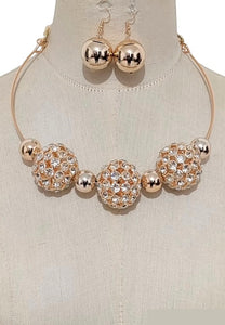 Gold Necklace Set Clear Stones ( 3577 GDCL )