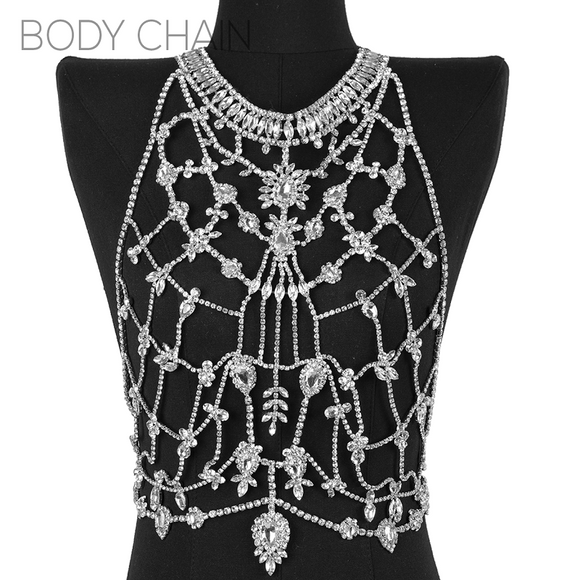 Silver Body Chain Clear Stones ( 94025 CRS )