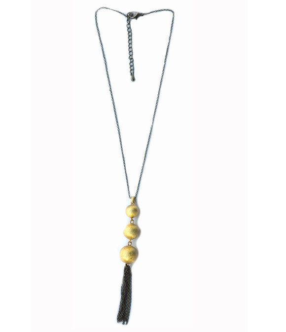 HEMATITE GOLD BALL NECKLACE ( 0164 HG )