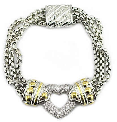 SILVER GOLD HEART BRACELET ( 4084 BXKPV )