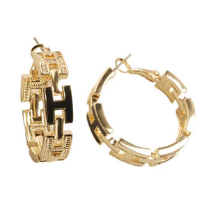 BLACK GOLD PLATED HOOP EARRINGS ( 7542 EGO )