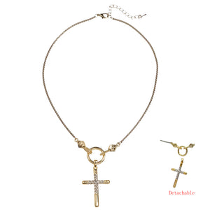 14K GOLD PLATED CROSS NECKLACE ( 7954 K )