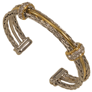 SILVER GOLD CUFF BANGLE ( 8516 BK )