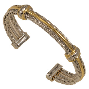 SILVER GOLD CUFF BRACELET ( 8517 BK )