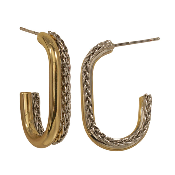 TWO TONED HOOP EARRINGS ( 8529 EK )