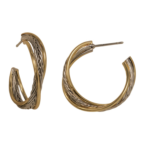 14K GOLD PLATED HOOP EARRINGS ( 8531 EK )