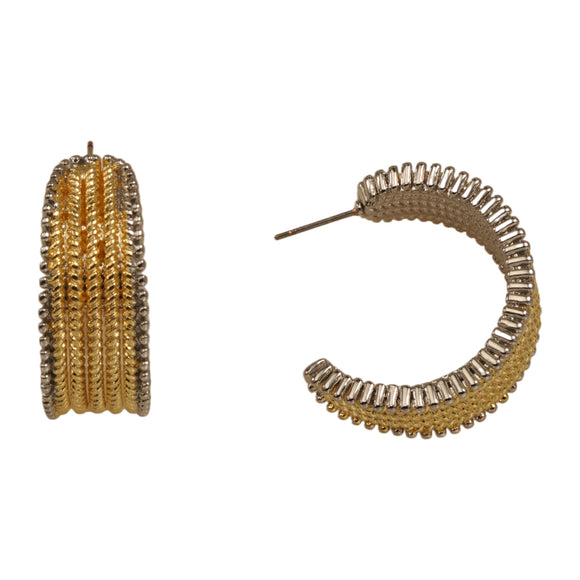 SILVER GOLD HOOP EARRINGS ( 8590 EGK )