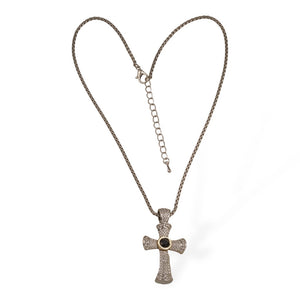 SILVER GOLD CROSS PENDANT NECKLACE ( 8848 KJ )