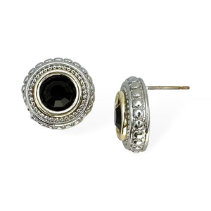 SILVER GOLD EARRINGS BLACK COLOR STONE ( 8857 EKJ )