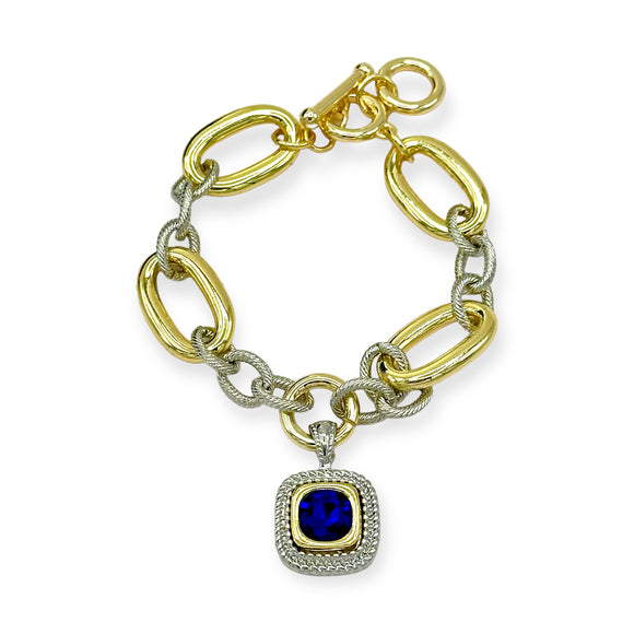 14KT Yellow Gold Shiny Oval Interlocking Link Toggle Bracelet – LSJ