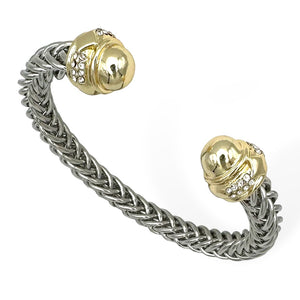 SILVER GOLD CUFF BANGLE ( 9033 BK )