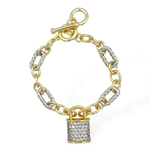 14K GOLD PLATED BRACELET LOCK CHARM ( 9072 BK )