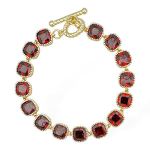 14K GOLD PLATED BRACELET BURNT SIENNA CZ STONES ( 9121 GG )