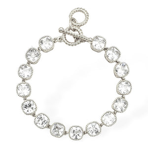 SILVER BRACELET CLEAR CZ STONES ( 9121 XC )