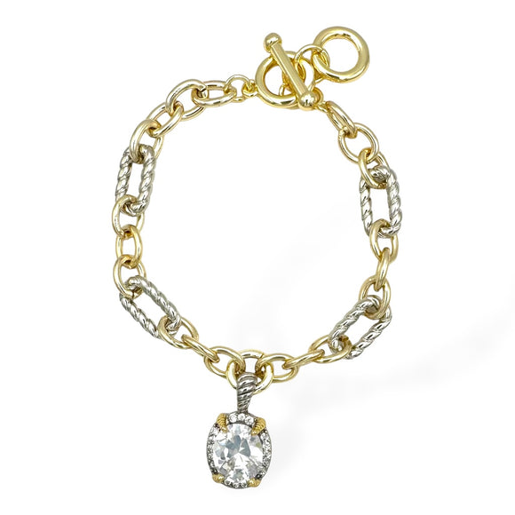 14K GOLD PLATED BRACELET CLEAR CZ STONES ( 9135 BKC )