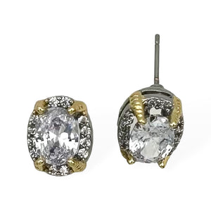 14K GOLD PLATED CLEAR CZ EARRINGS ( 9135 EKC )