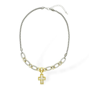 14K GOLD PLATED CROSS NECKLACE ( 9258 K )